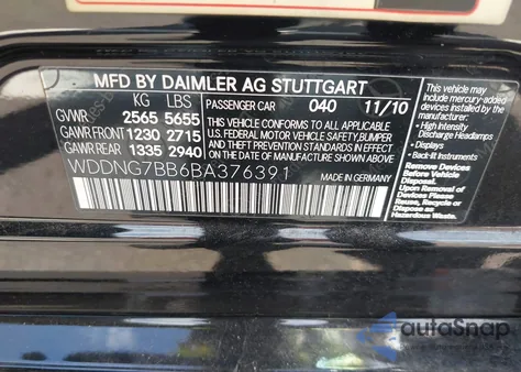 2011 Mercedes-Benz S 550 from USA, damaged, VIN WDDNG7BB6BA376391